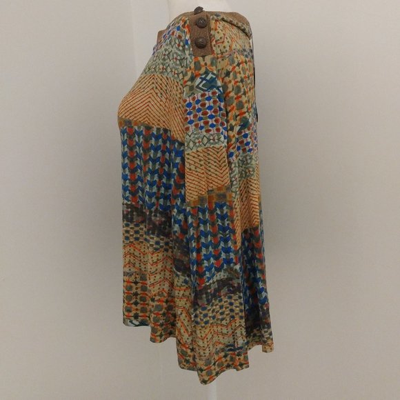 Roberta Scarpa Green Print Long Sleeve Shirt Misses Size 10 NWT - Picture 5 of 9